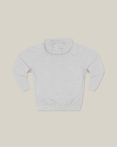 Back view of Taily World Streetwear Graphic Hoodie in heather grey, showcasing the soft fleece fabric.