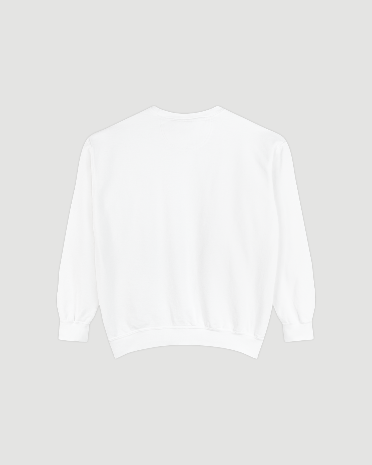 Back view of the Good Fries Only Sweatshirt in white, showcasing its simple and classic design.