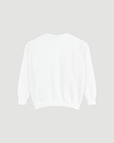Back view of the Good Fries Only Sweatshirt in white, showcasing its simple and classic design.