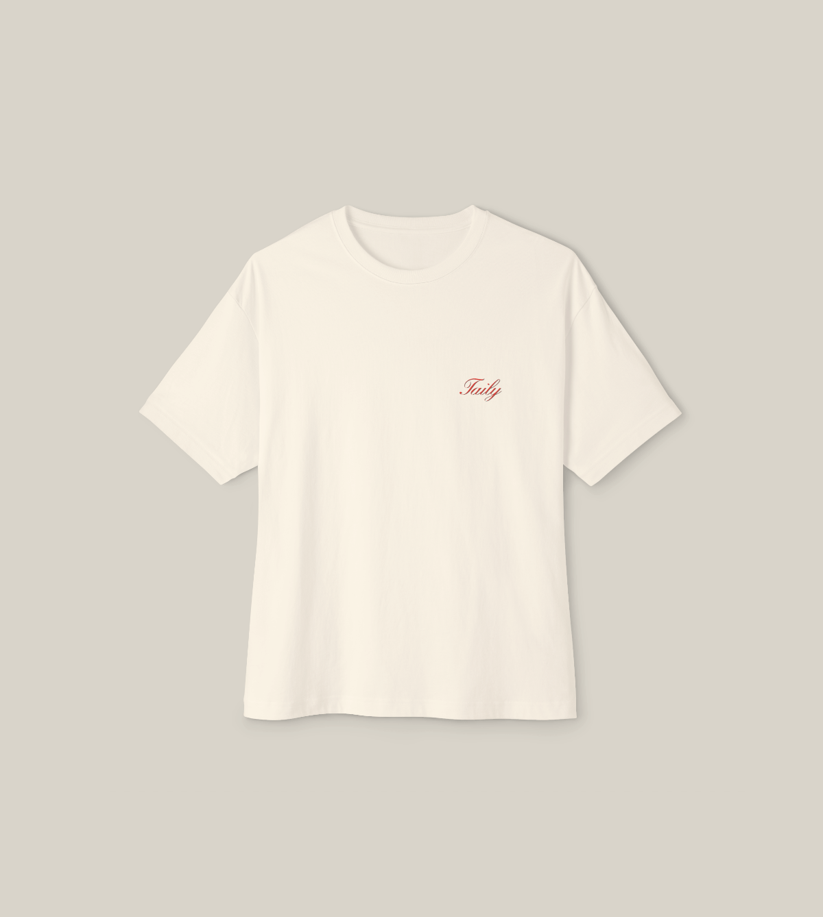 Taily Swiss Alps vintage boxy t-shirt in natural with chest logo for street style.