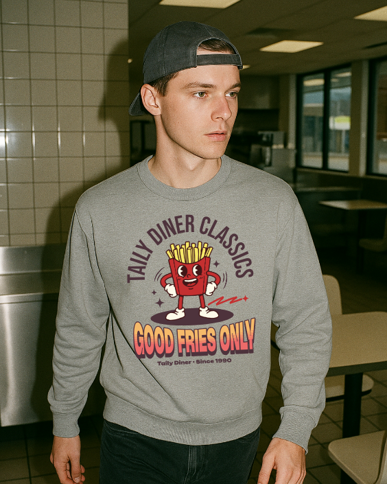Good Fries Only Sweatshirt – Taily Diner (Grey)