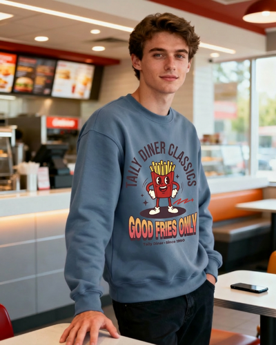 Good Fries Only Sweatshirt – Taily Diner (Blue Jean)