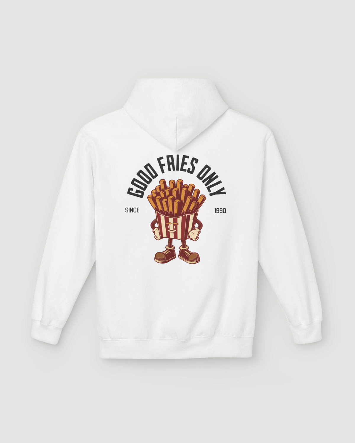 Good Fries Only Retro French Fries Hoodie – White