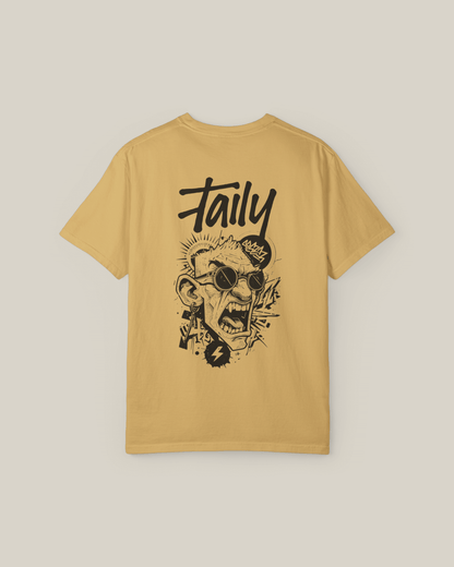 Taily Rage Streetwear Tee in mustard, featuring streetwear graphic t-shirt with bold back artwork and clean chest logo.