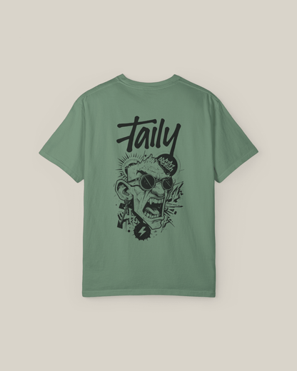Light green Taily Rage streetwear graphic t-shirt with a bold back print and regular fit.