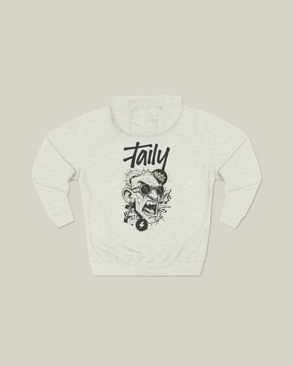 Taily Rage streetwear graphic hoodie oatmeal showcasing bold artwork on the back and clean front logo.