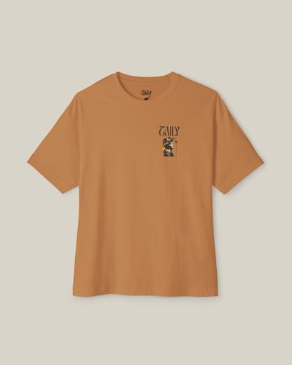 Taily Wonders boxy Tee in Toast color, featuring floral butterfly design, vintage boxy t-shirt style.