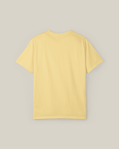 Back view of Taily Street Rebel graphic tee in butter, featuring a casual regular fit for streetwear graphic t-shirt style.