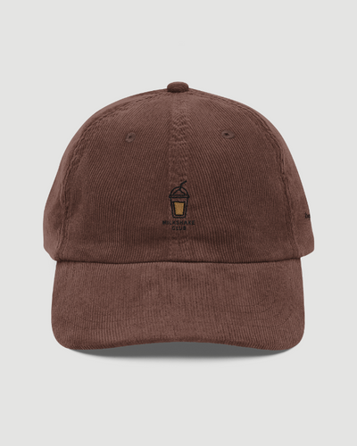 Embroidered Corduroy Cap – Vintage Milkshake Club (Dark Brown)