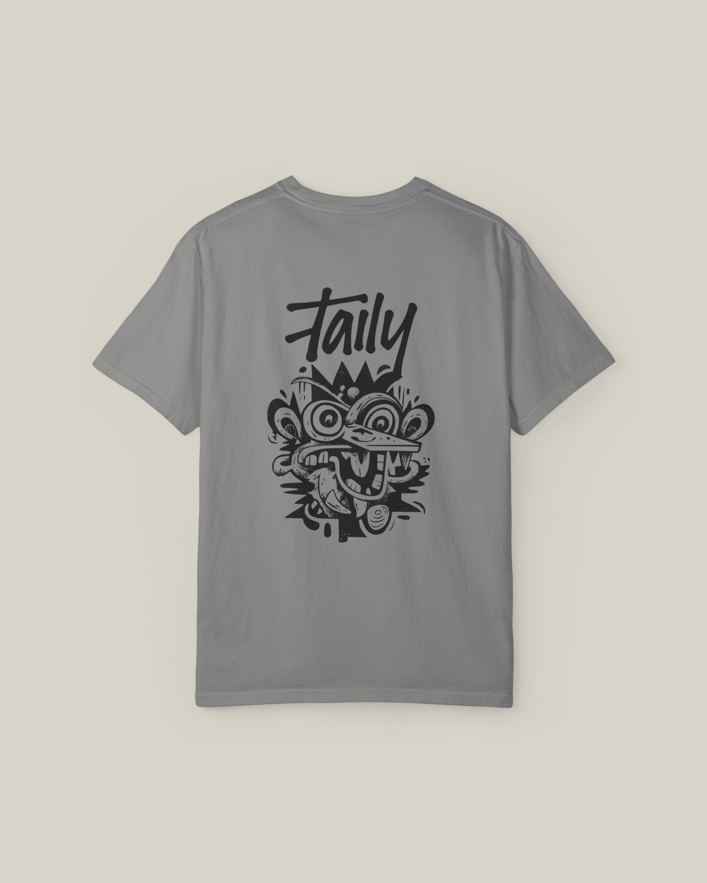 Taily Totem Power T-shirt in granite with totem artwork on back, a cool streetwear graphic t-shirt.