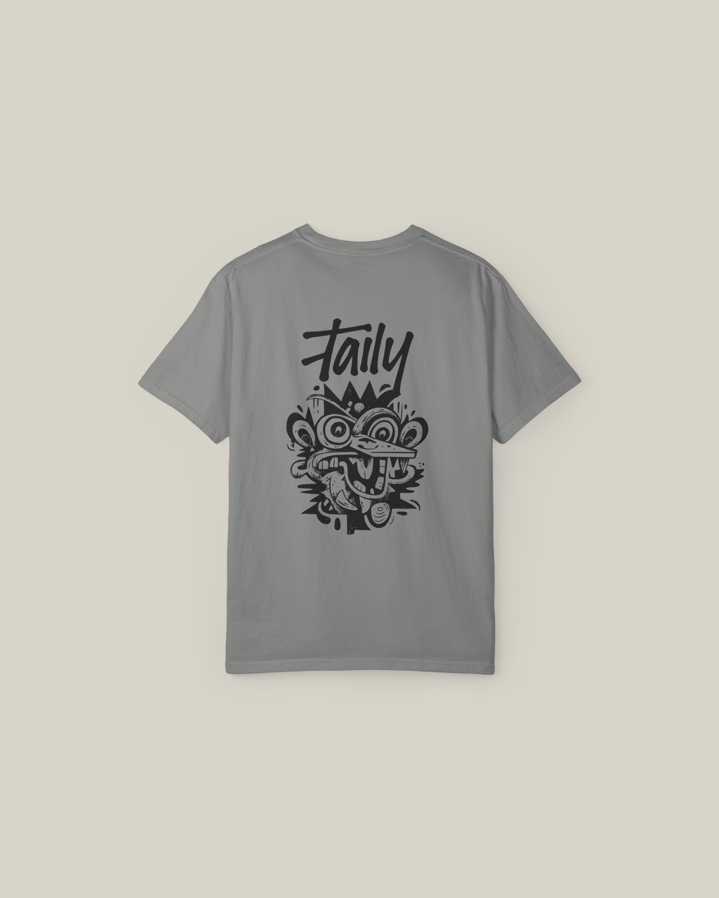 Taily Totem Power Tee in granite featuring bold totem artwork and logo on the back.