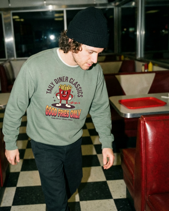 Good Fries Only Sweatshirt – Taily Diner (Light Green)