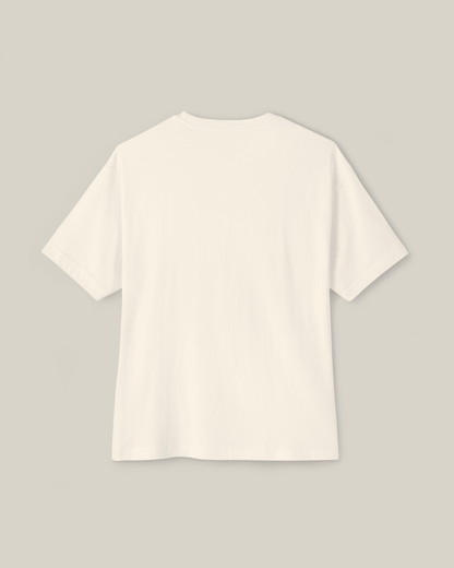 Back view of the Taily Bird Club Streetwear Boxy T-Shirt in natural color.