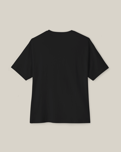 Back view of the Taily Bird Club Streetwear Boxy T-Shirt in black, showcasing its modern boxy fit and sleek design.