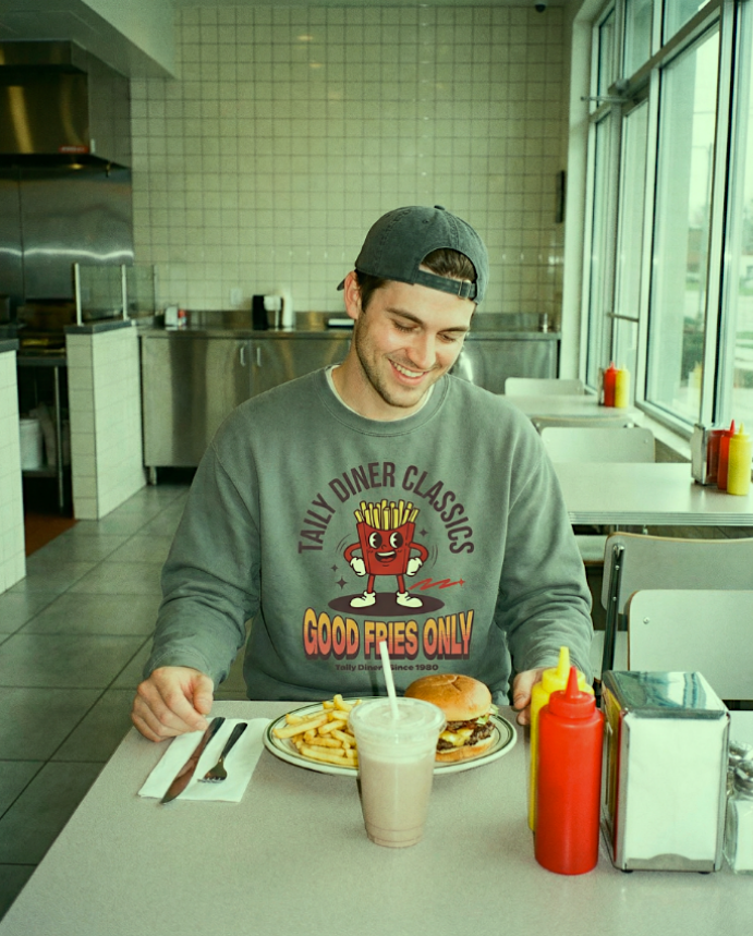 Good Fries Only Sweatshirt – Taily Diner (Grey)