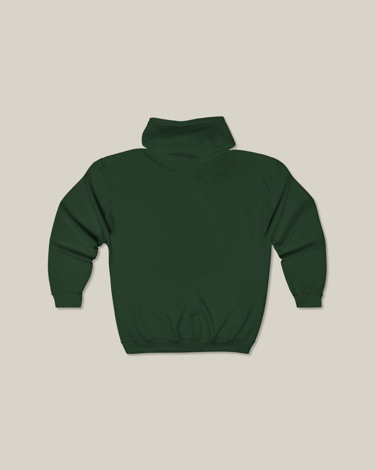 Back view of Taily Zip Hoodie in forest green, showcasing the relaxed fit and premium fabric.