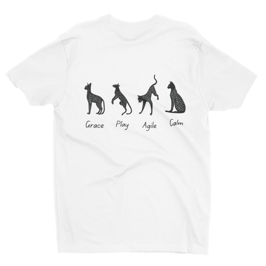 Graceful Savannah Cat T-shirt - Elegant & Playful Design