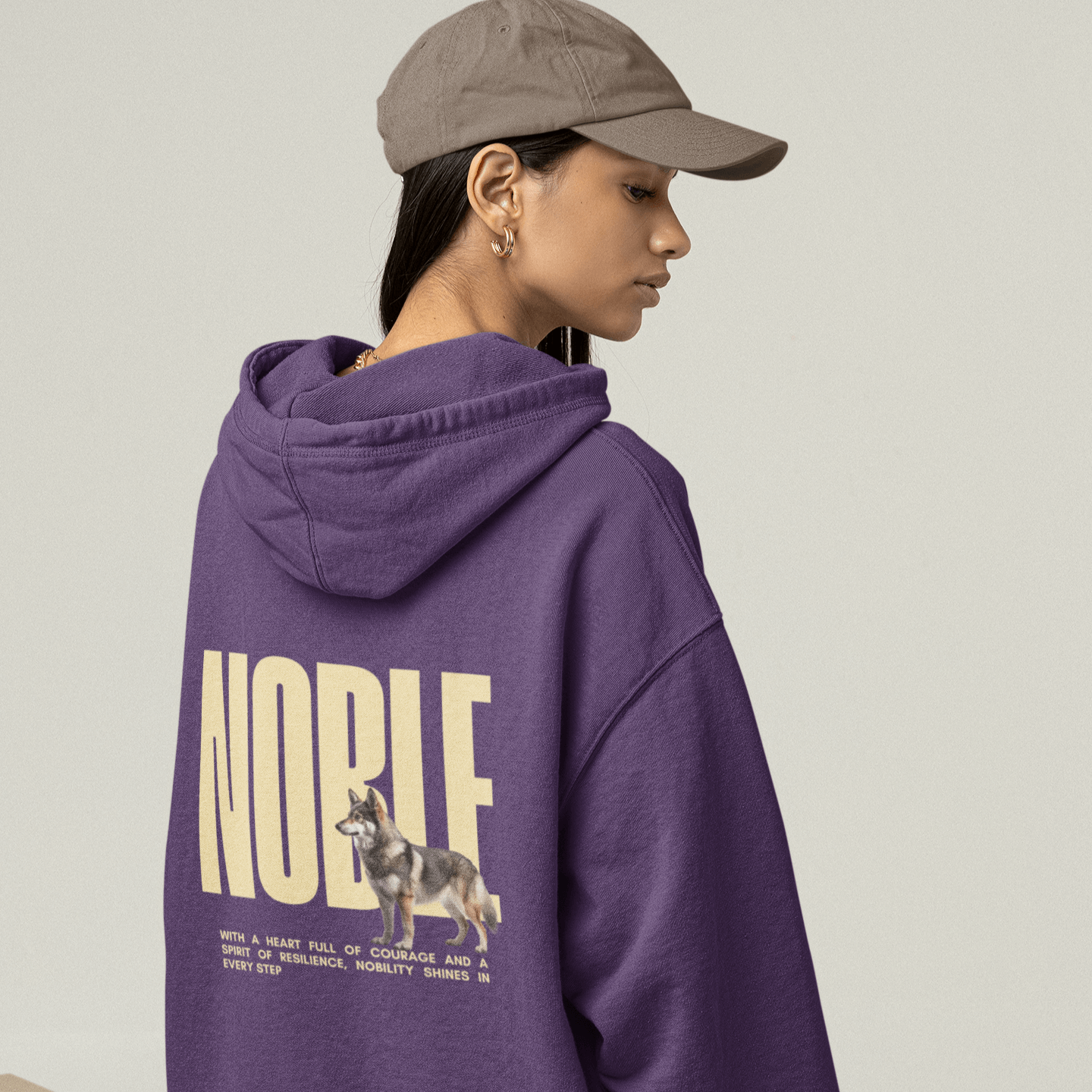 Relaxed fit purple hoodie featuring 