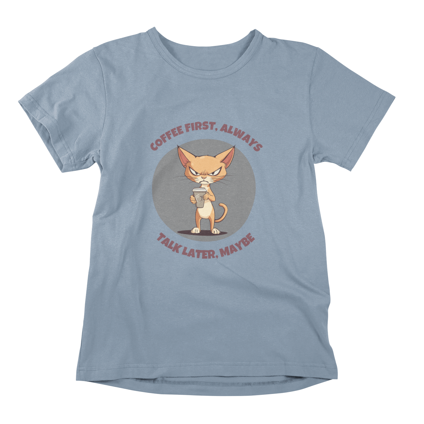 Coffee First Abyssinian Cat T-shirt - Talk Later Design