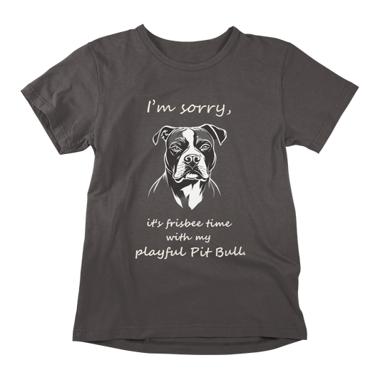 Playful Pit Bull T-shirt - Frisbee Time Fun