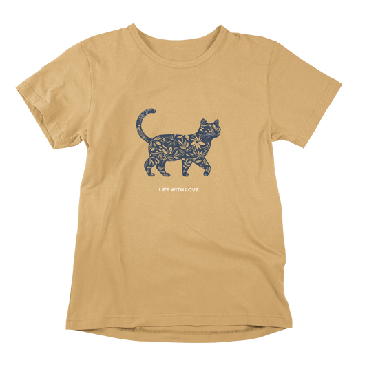 Life with Love Scottish Fold T-shirt - Artistic Cat Design