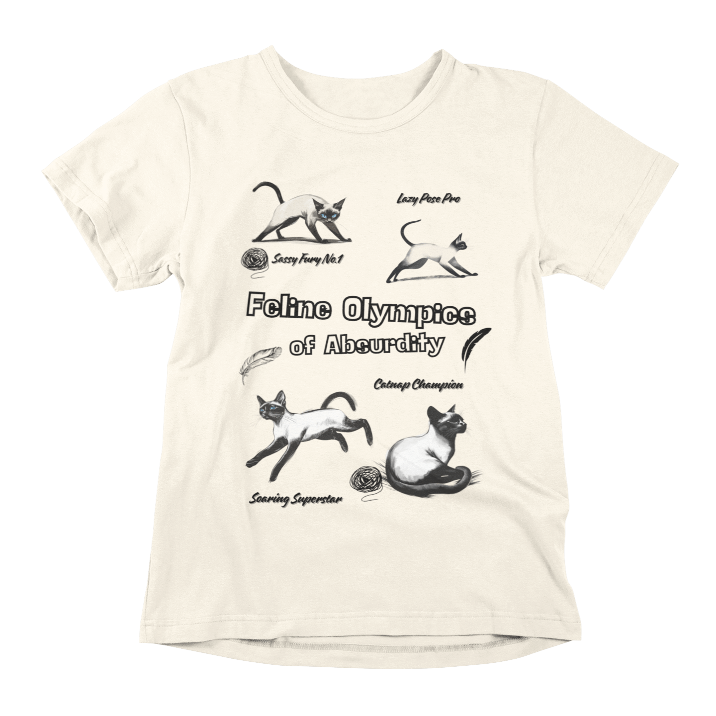 Feline Olympics Siamese Cat T-shirt - Whimsical Design