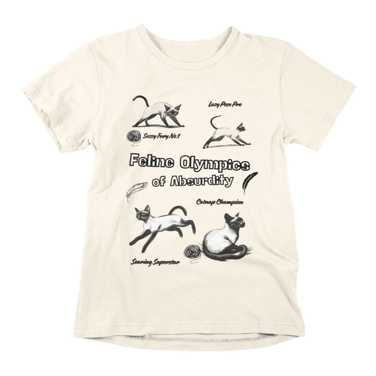 Feline Olympics Siamese Cat T-shirt - Whimsical Design